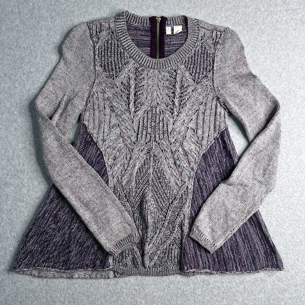 Anthropologie Moth Sweater Womens XS Anita Cable Knit Swing Long Sleeve Pullover